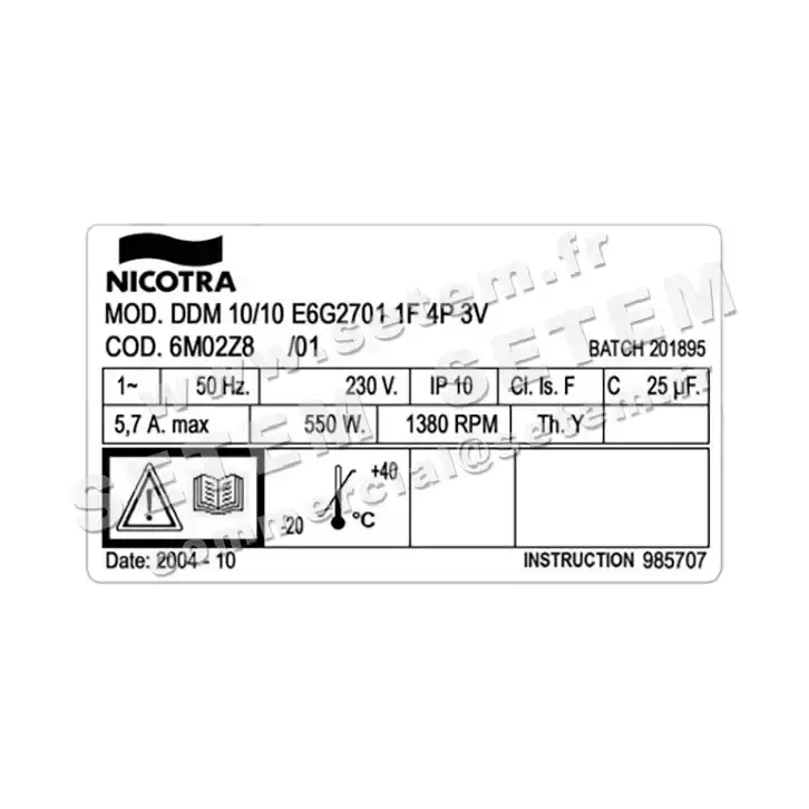 4624001429-VENTILATEUR NICOTRA GEBHARDT DDM10/10 550W 4P M230V 3V E6G2701 *6M02Z8* 4