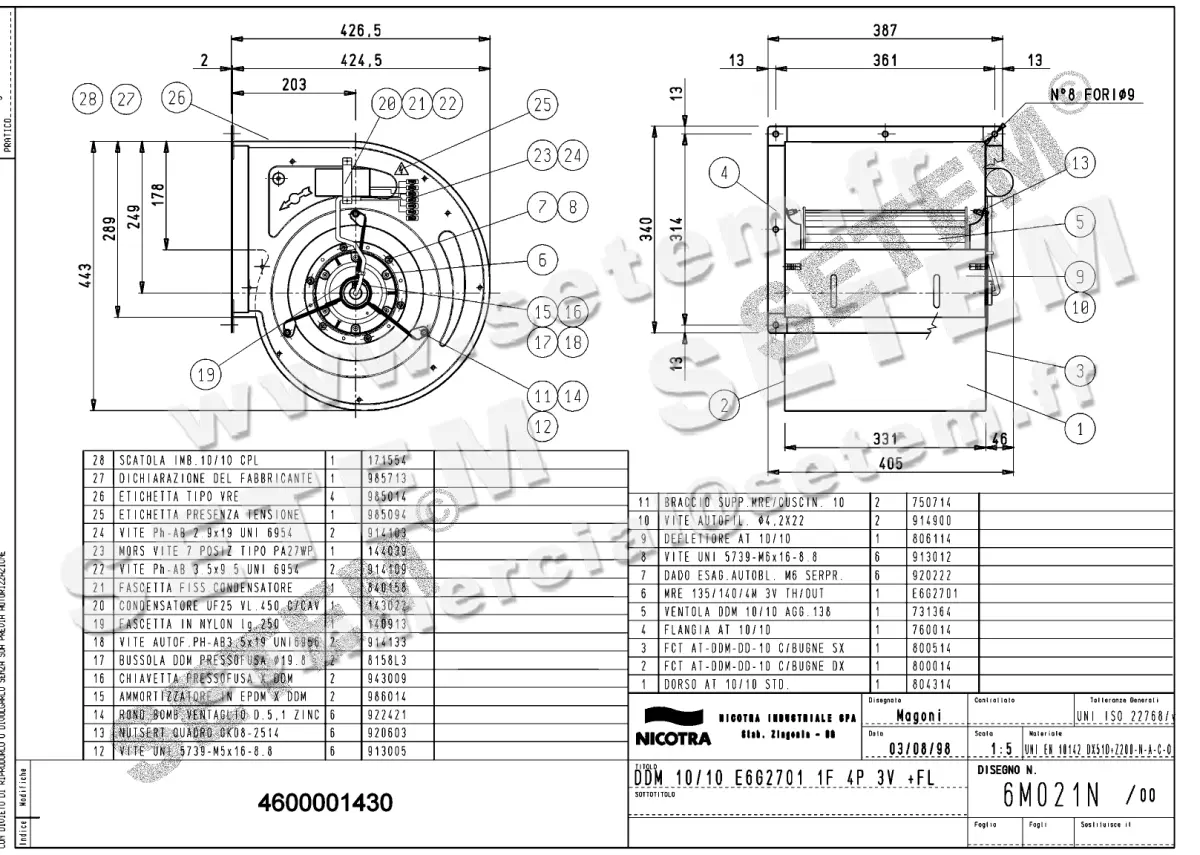 4624001430-VENTILATEUR NICOTRA GEBHARDT DDM10/10 550W 4P M230V 3V E6G2701 +BR *6M021N*