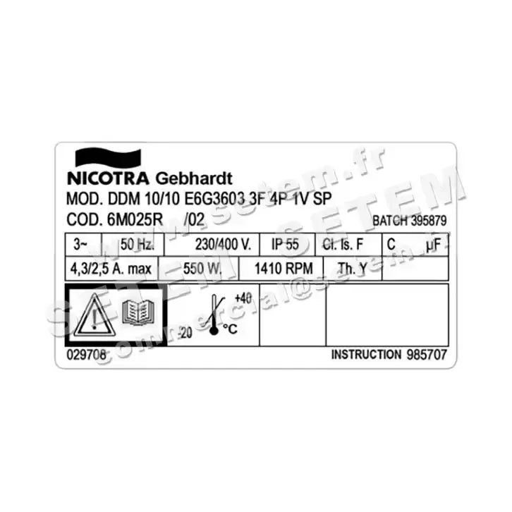 4624001433-VENTILATEUR NICOTRA GEBHARDT DDM10/10 550W 4P T230/400V 1V E6G3603 *6M025R* 4