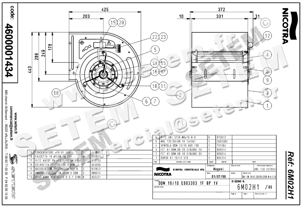 4624001434-VENTILATEUR NICOTRA GEBHARDT DDM10/10 200W 6P M230V 1V E6G3303 *6M02H1* 2