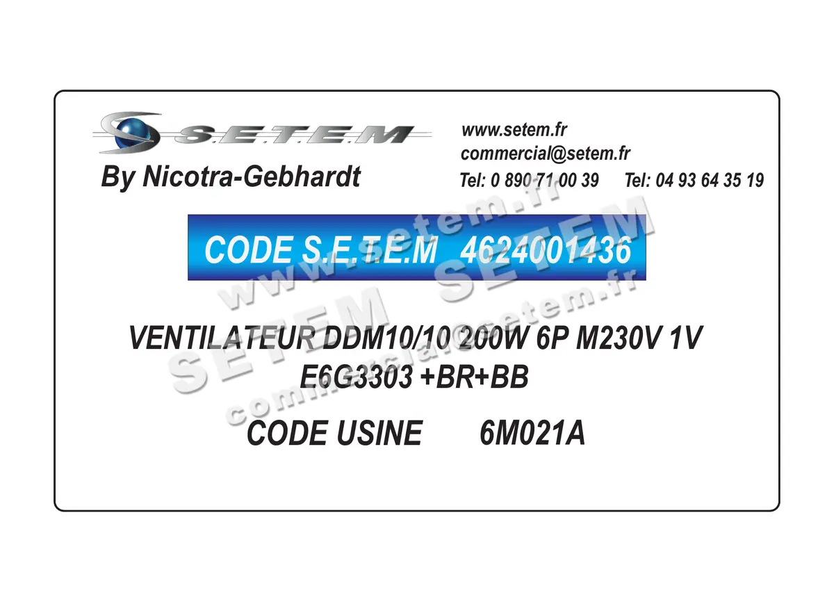 4624001436-VENTILATEUR NICOTRA GEBHARDT DDM10/10 200W 6P M230V 1V E6G3303 +BR+BB *6M021A* 2