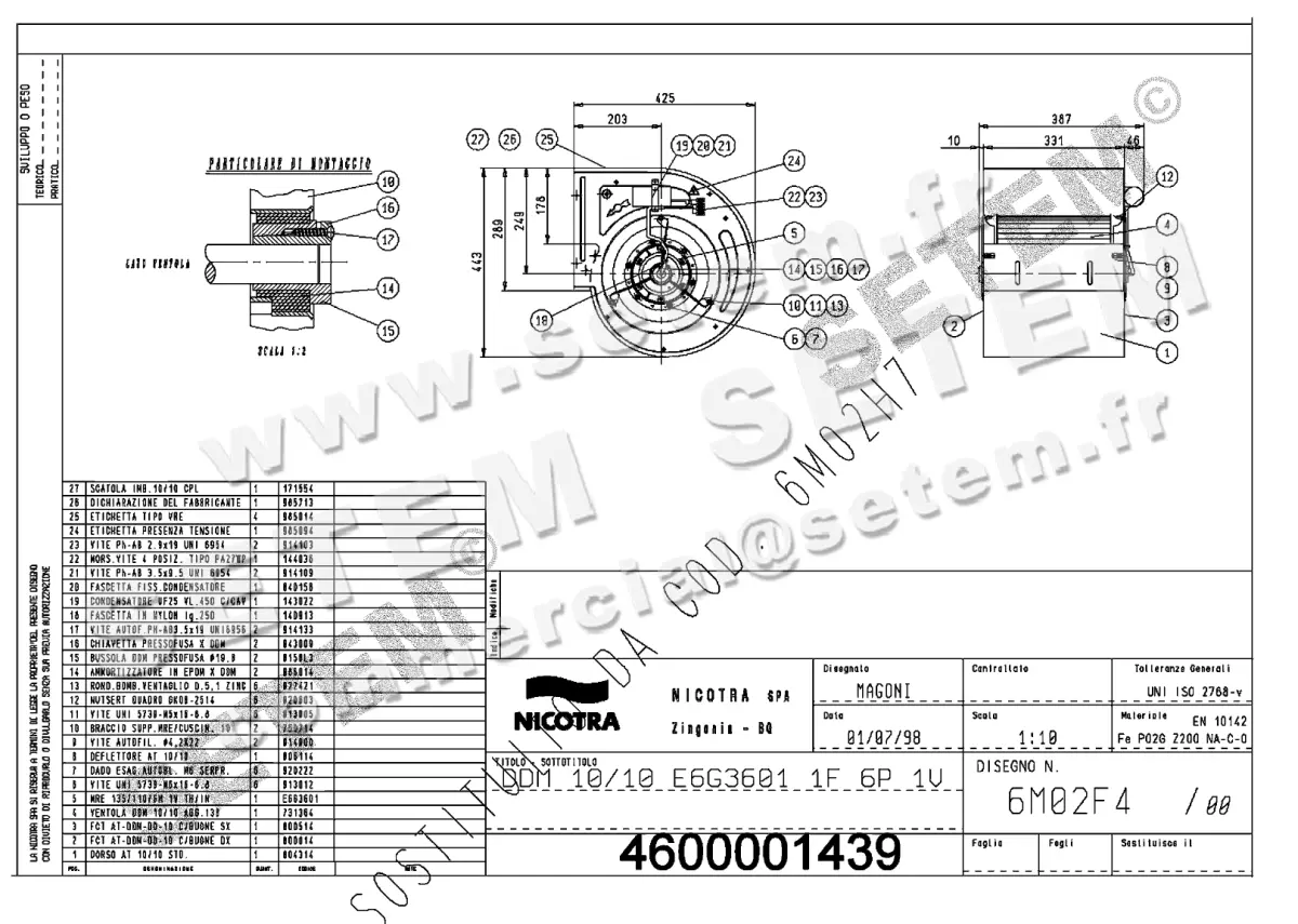 4624001439-VENTILATEUR NICOTRA GEBHARDT DDM10/10 320W 6P M230V 1V E6G3601 *6M02F4*