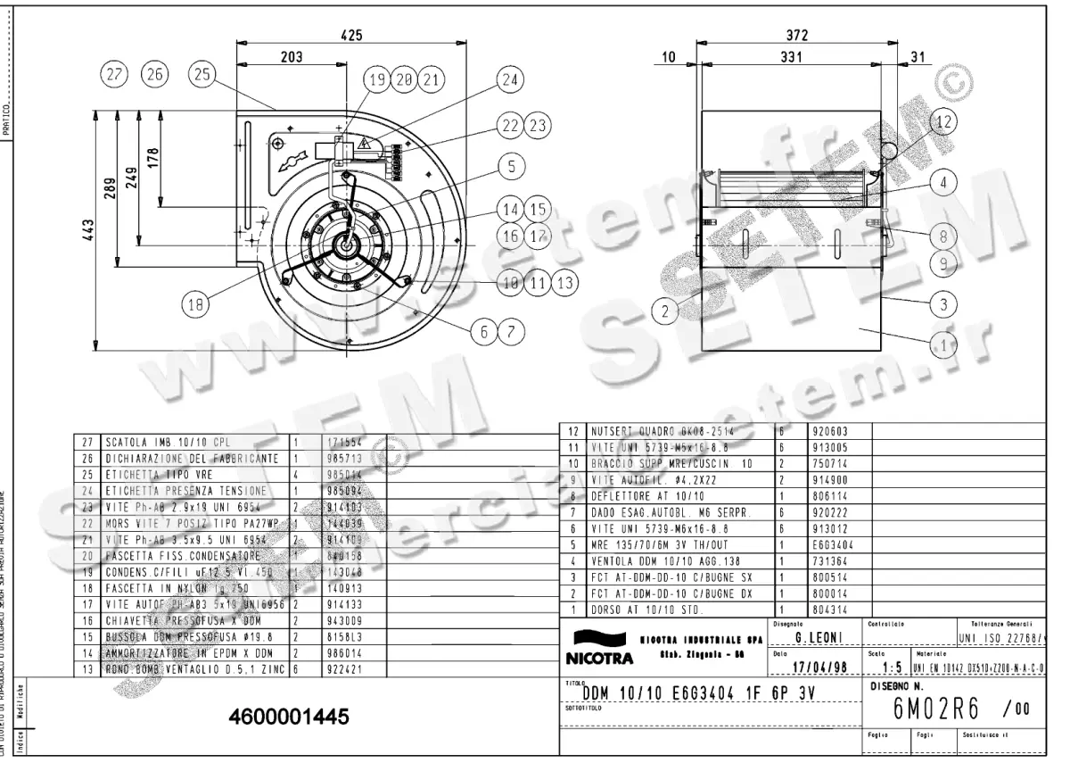 4624001445-VENTILATEUR NICOTRA GEBHARDT DDM10/10 280W 6P M230V 3V E6G3404 *6M02R6*