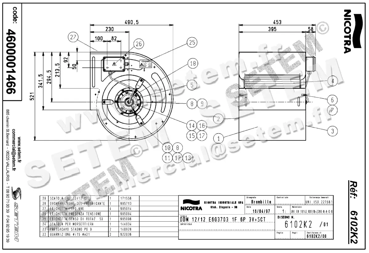 4624001466-VENTILATEUR NICOTRA GEBHARDT DDM12/12 500W 6P M230V 3V E6G3703 +BB *6102K2* 2