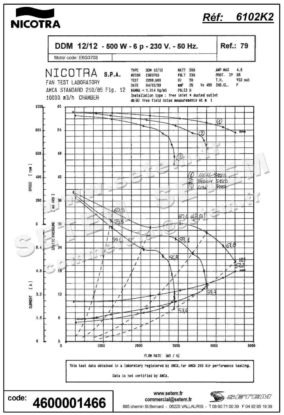 4624001466-VENTILATEUR NICOTRA GEBHARDT DDM12/12 500W 6P M230V 3V E6G3703 +BB *6102K2* 3