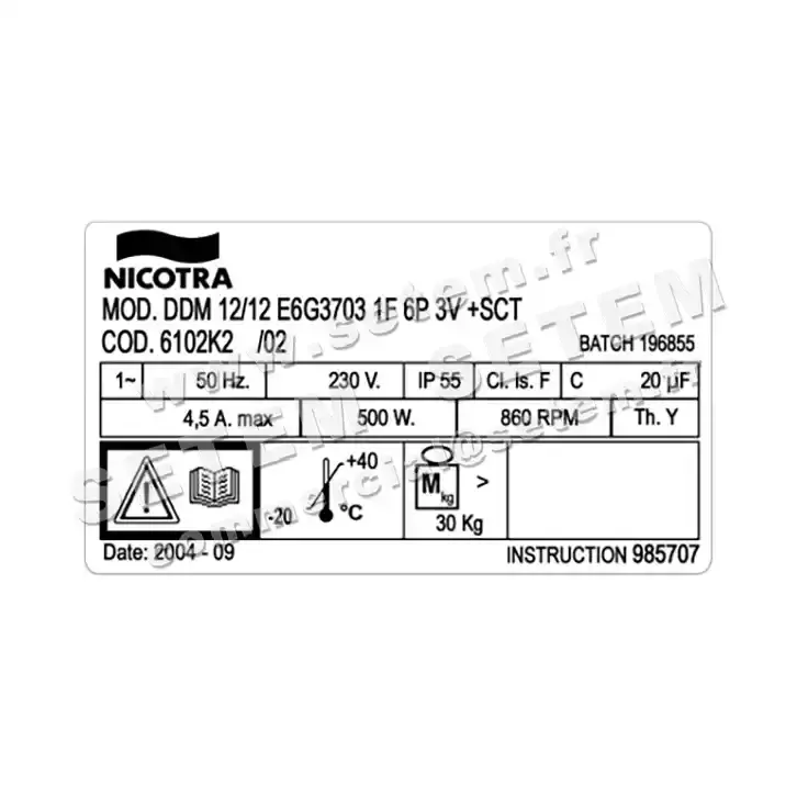 4624001466-VENTILATEUR NICOTRA GEBHARDT DDM12/12 500W 6P M230V 3V E6G3703 +BB *6102K2* 4