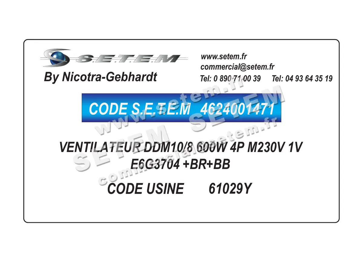 4624001471-VENTILATEUR NICOTRA GEBHARDT DDM10/8 600W 4P M230V 1V E6G3704 +BR+BB *61029Y* 4