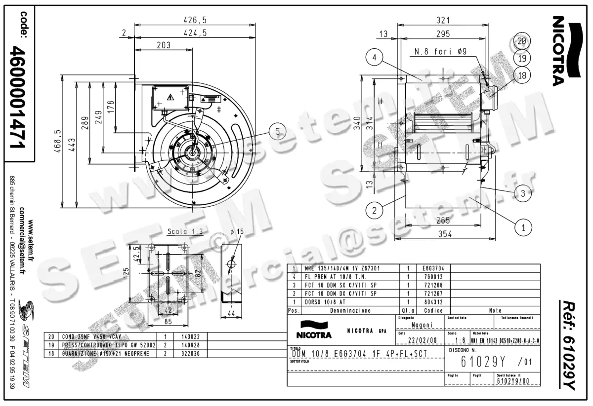 4624001471-VENTILATEUR NICOTRA GEBHARDT DDM10/8 600W 4P M230V 1V E6G3704 +BR+BB *61029Y* 2