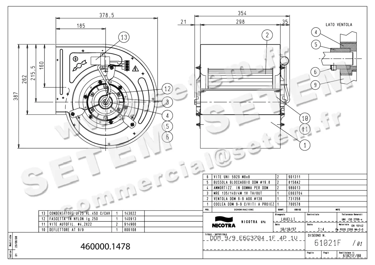 4624001478-VENTILATEUR NICOTRA GEBHARDT DDM9/9 600W 4P M230V 1V E6G3704 *61021F*