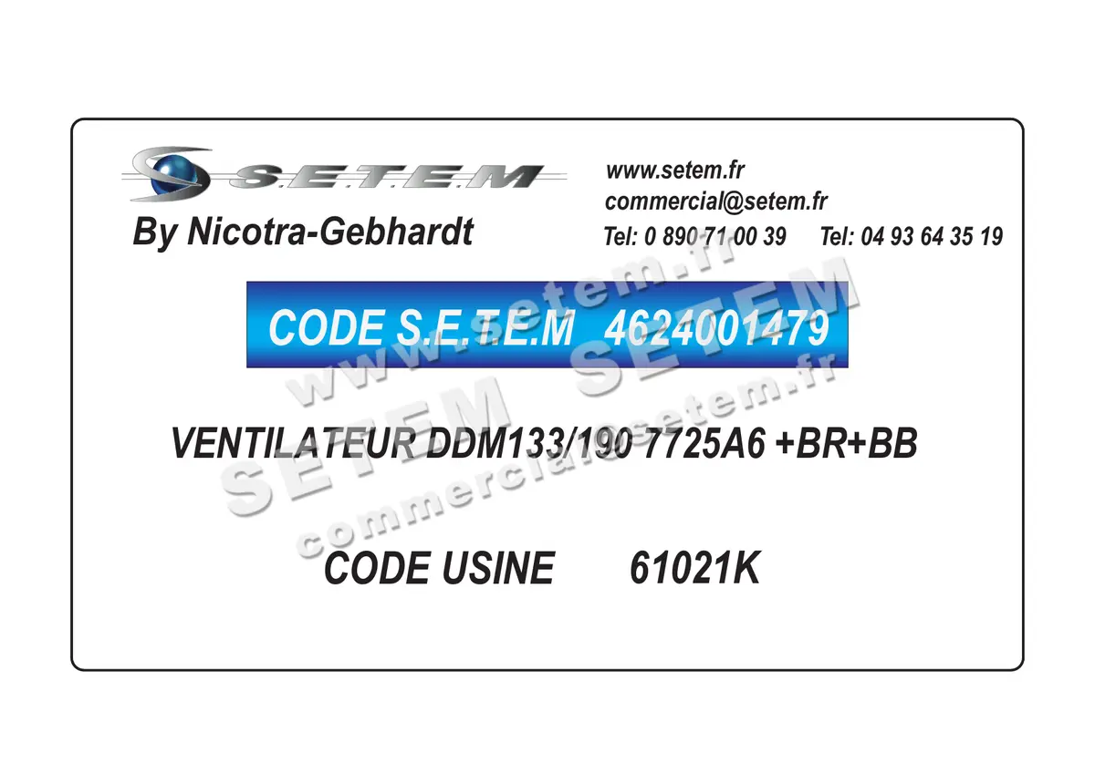 4624001479-VENTILATEUR NICOTRA GEBHARDT DDM133/190 7725A6 +BR+BB *61021K* 2