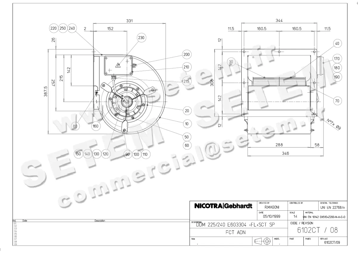 4624001484-VENTILATEUR NICOTRA GEBHARDT DDM225/240 300W 4P M230V 1V E6G3304 +BR *6102CT*