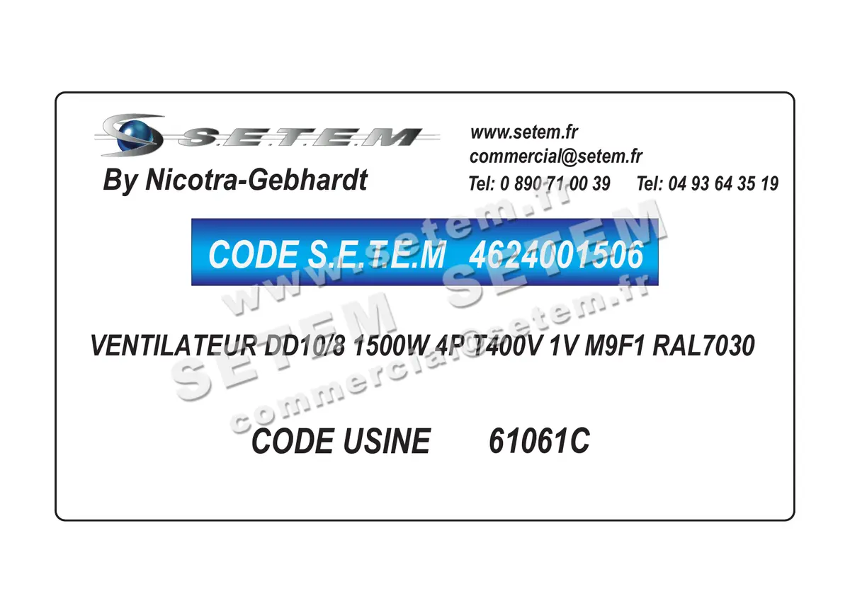 4624001506-VENTILATEUR NICOTRA GEBHARDT DD10/8 1500W 4P T400V 1V M9F1 RAL7030 *61061C*