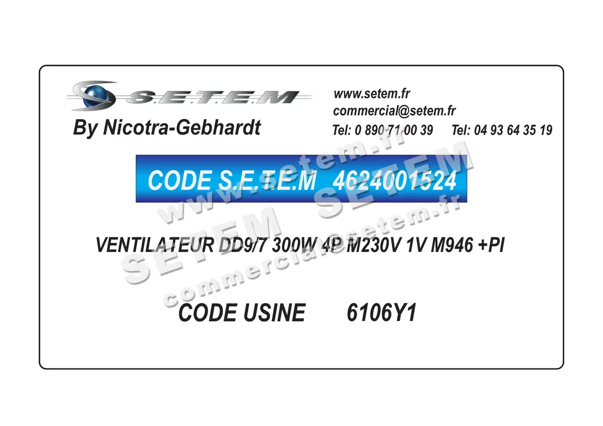 4624001524-VENTILATEUR NICOTRA GEBHARDT DD9/7 300W 4P M230V 1V M946 +PI *6106Y1*
