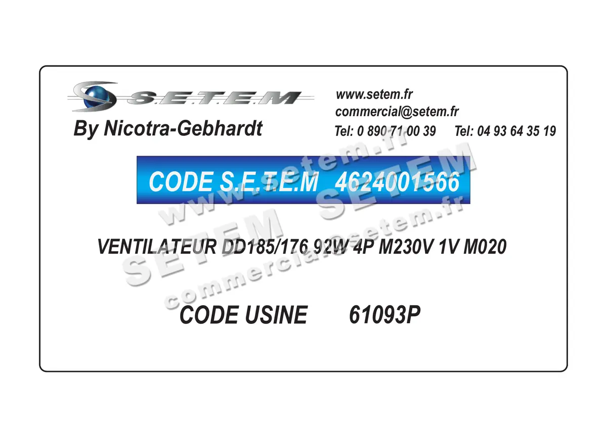 4624001566-VENTILATEUR NICOTRA GEBHARDT DD185/176 92W 4P M230V 1V M020 *61093P*