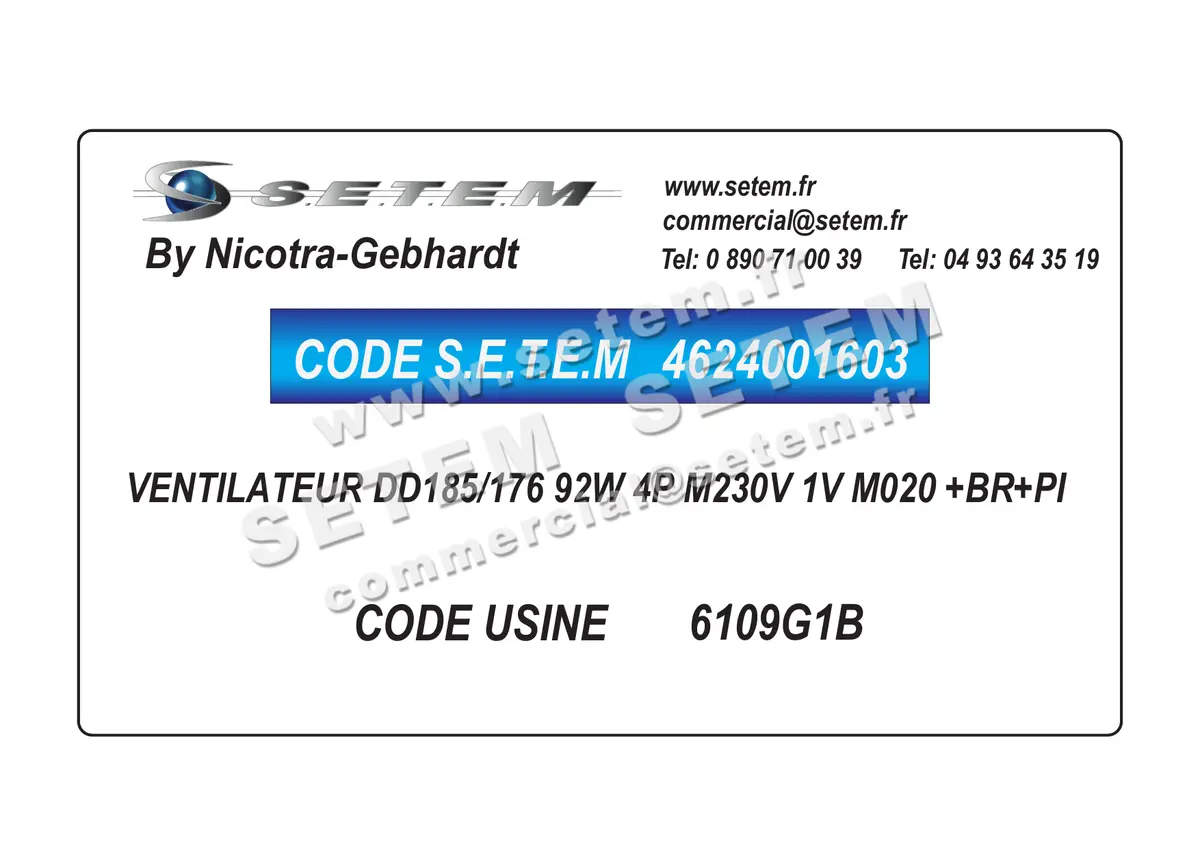 4624001603-VENTILATEUR NICOTRA GEBHARDT DD185/176 92W 4P M230V 1V M020 +BR+PI *6109G1B*