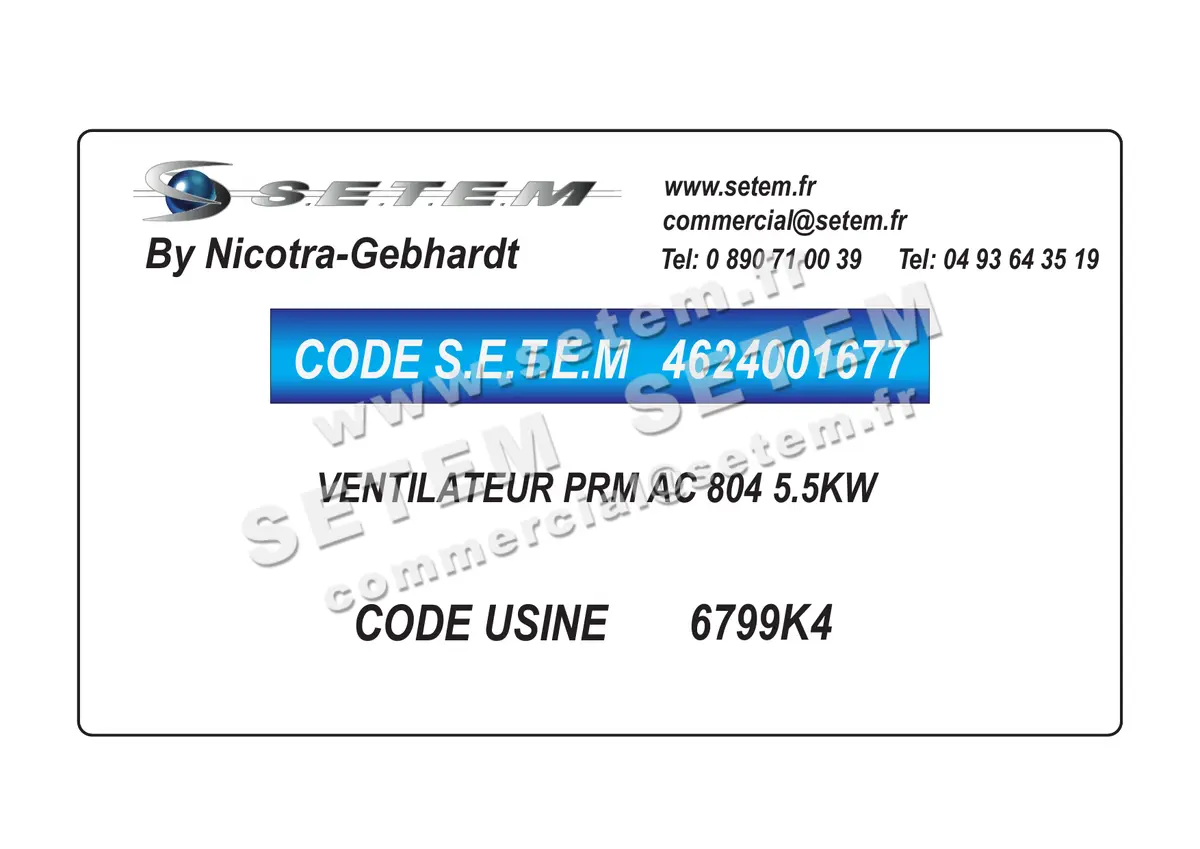 4624001677-VENTILATEUR NICOTRA GEBHARDT PRM AC 804 5.5KW *6799K4*