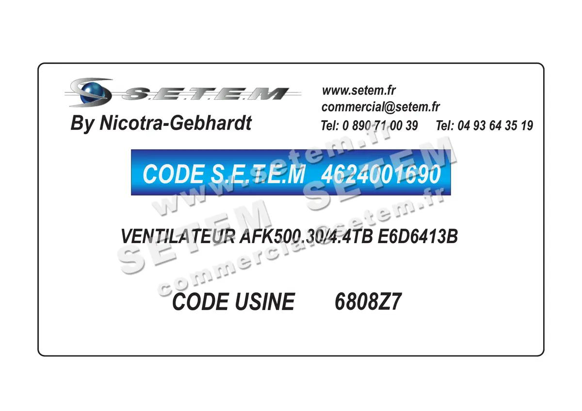 4624001690-VENTILATEUR NICOTRA GEBHARDT AFK500.30/4.4TB E6D6413B *6808Z7*