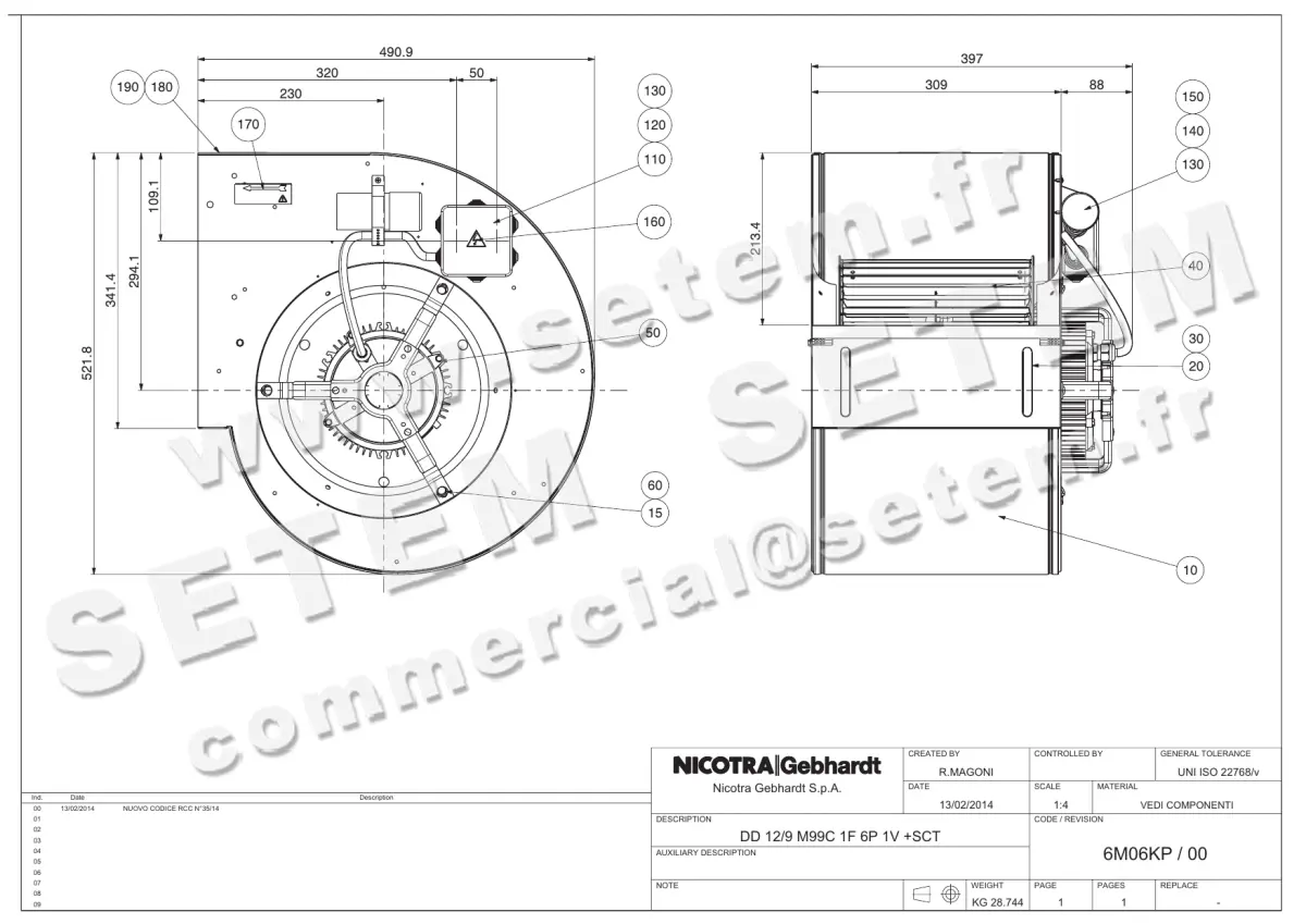 4624001705-VENTILATEUR NICOTRA GEBHARDT DD12/9 736W 6P M230V 1V M99C +BB *6M06KP* 2