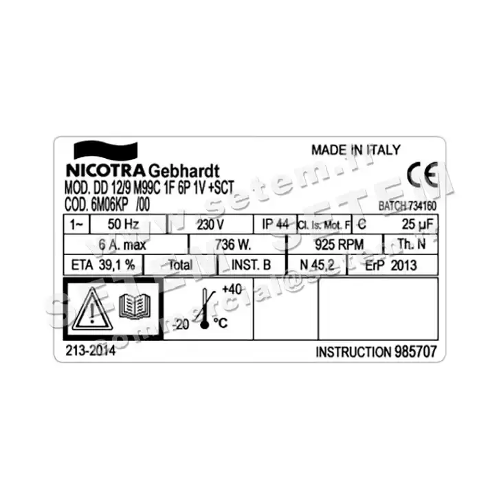 4624001705-VENTILATEUR NICOTRA GEBHARDT DD12/9 736W 6P M230V 1V M99C +BB *6M06KP* 3