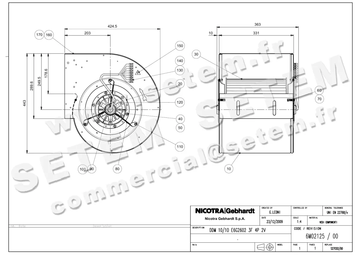 4624001713-VENTILATEUR NICOTRA GEBHARDT DDM10/10 940W 4P T400V 2V E6G2602 *6M02125*