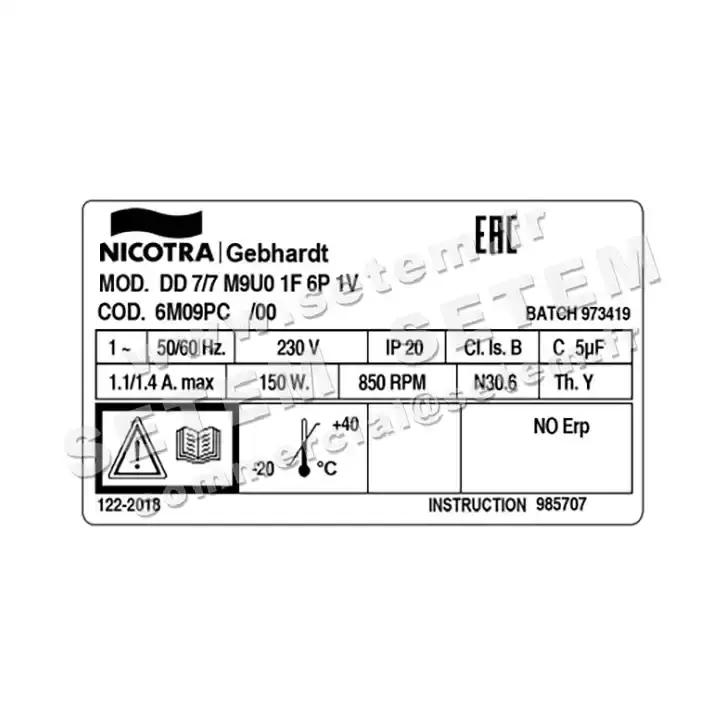 4624001780-VENTILATEUR NICOTRA GEBHARDT DD7/7 150W 6P M230V 1V M9U0 *6M09PC* 4
