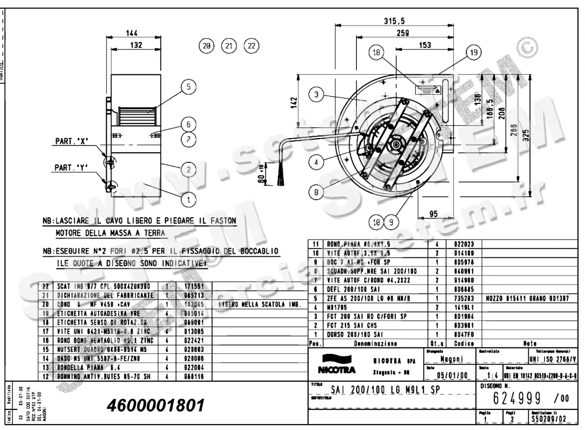 4624001801-VENTILATEUR NICOTRA GEBHARDT SAI200/100LG 200W 2P M230V 1V M9L1 *624999*