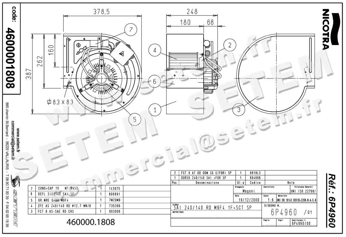 4624001808-VENTILATEUR NICOTRA GEBHARDT SAI240/140RD 300W 4P M230V 1V M9F4 +BB SP *6P4960* 2