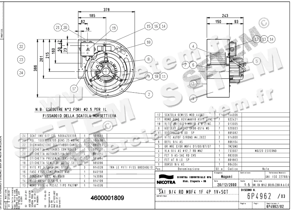 4624001809-VENTILATEUR NICOTRA GEBHARDT SAI9/4RD 300W 4P M230V 1V M9F4 *6P4962*