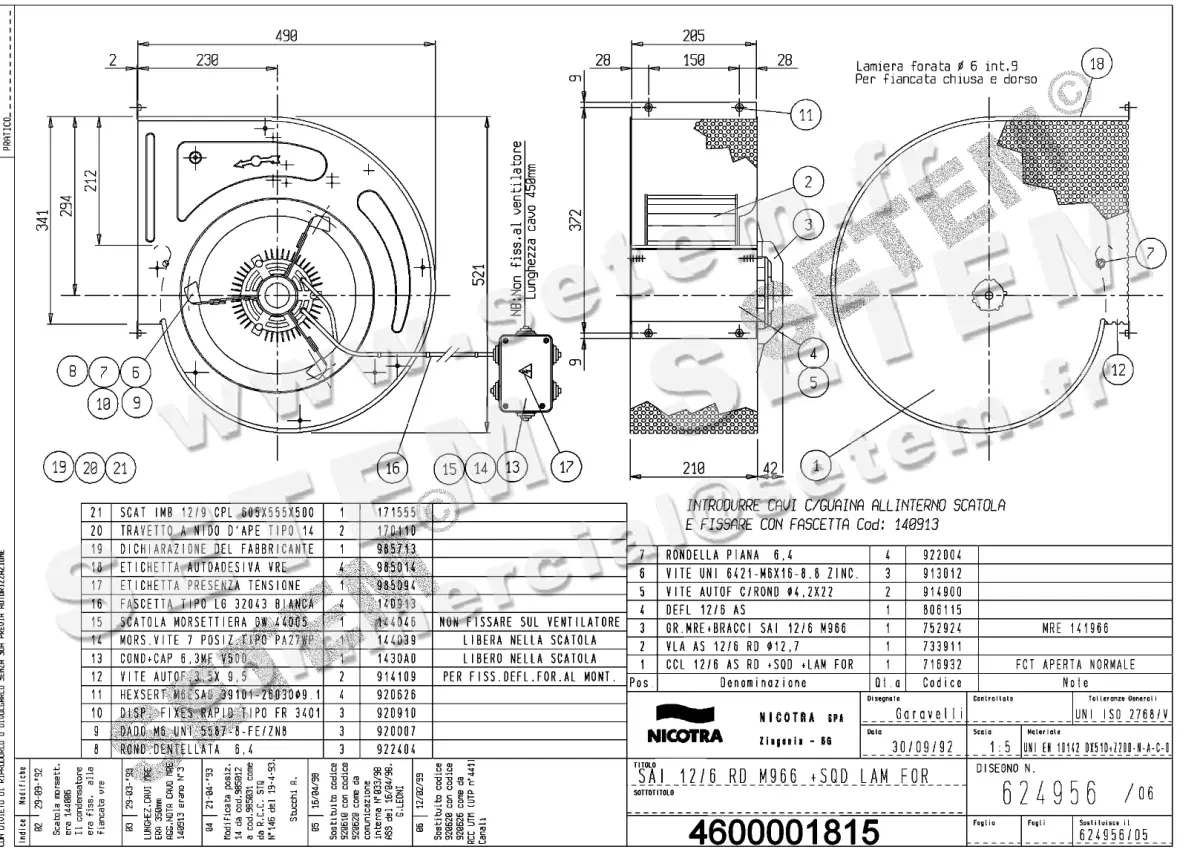 4624001815-VENTILATEUR NICOTRA GEBHARDT SAI12/6RD 245W 6P M230V 3V M966 *624956*