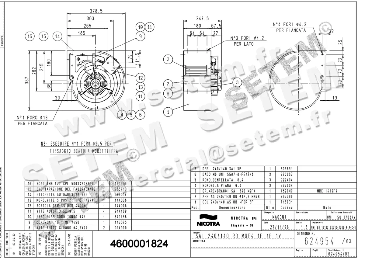 4624001824-VENTILATEUR NICOTRA GEBHARDT SAI240/140RD 300W 4P M230V 1V M9F4 *624954*