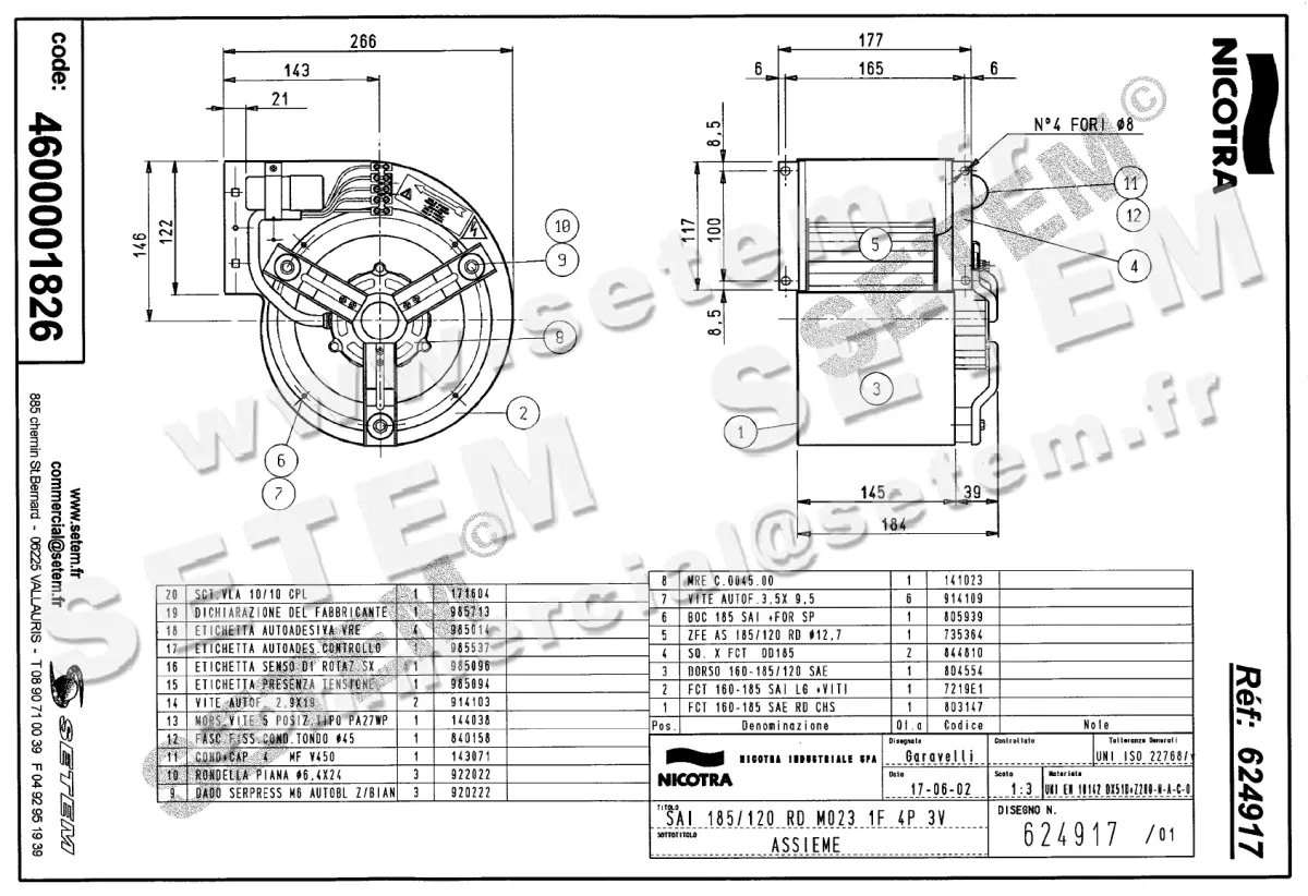 4624001826-VENTILATEUR NICOTRA GEBHARDT SAI185/120RD 45W 4P M230V 3V M023 +BR *624917* 2