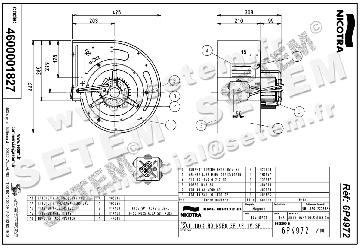 4624001827-VENTILATEUR NICOTRA GEBHARDT SAI10/4RD 736W 4P T230/400V 1V M9E8 SP *6P4972* 2