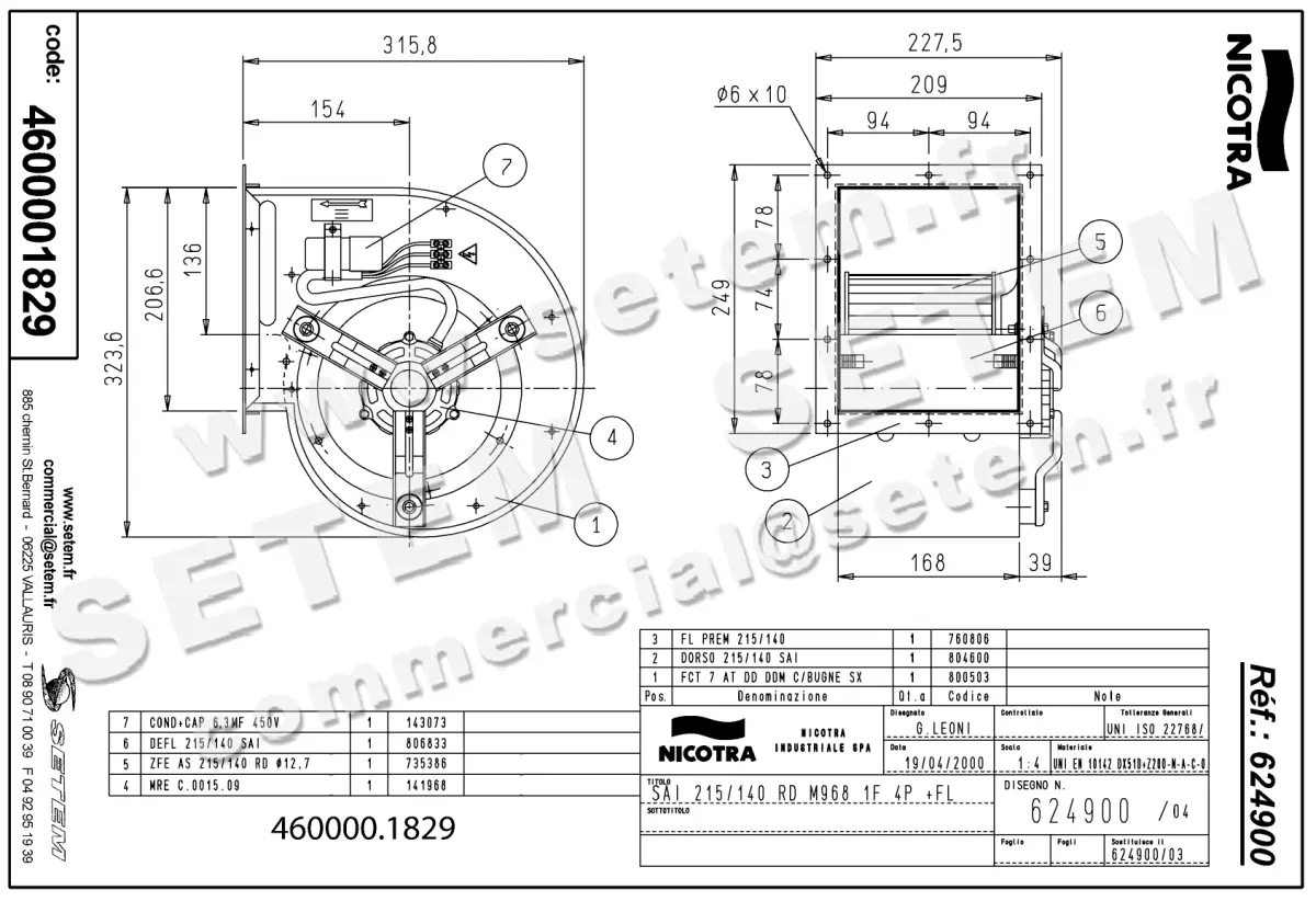 4624001829-VENTILATEUR NICOTRA GEBHARDT SAI215/140RD 147W 4P M230V 1V M968 +BR *624900* 2
