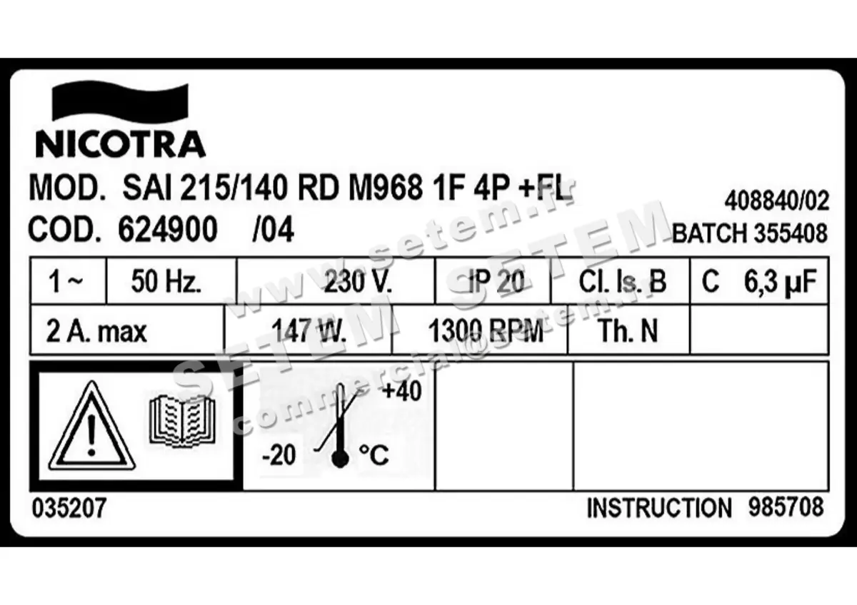 4624001829-VENTILATEUR NICOTRA GEBHARDT SAI215/140RD 147W 4P M230V 1V M968 +BR *624900* 3