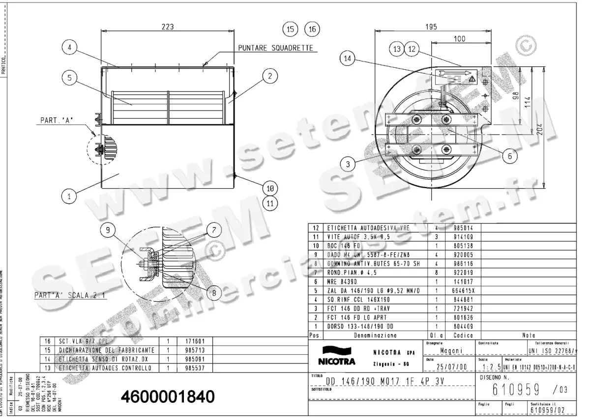 4624001840-VENTILATEUR NICOTRA GEBHARDT DD146X190 37W 4P M230V 3V M017 *610959*