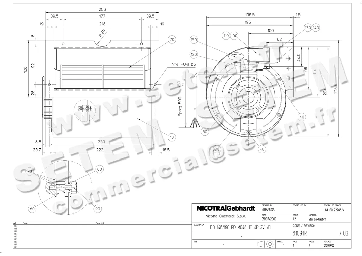 4624001841-VENTILATEUR NICOTRA GEBHARDT DD146X190RD 4P 3V M230V M048 +BR *61091R*