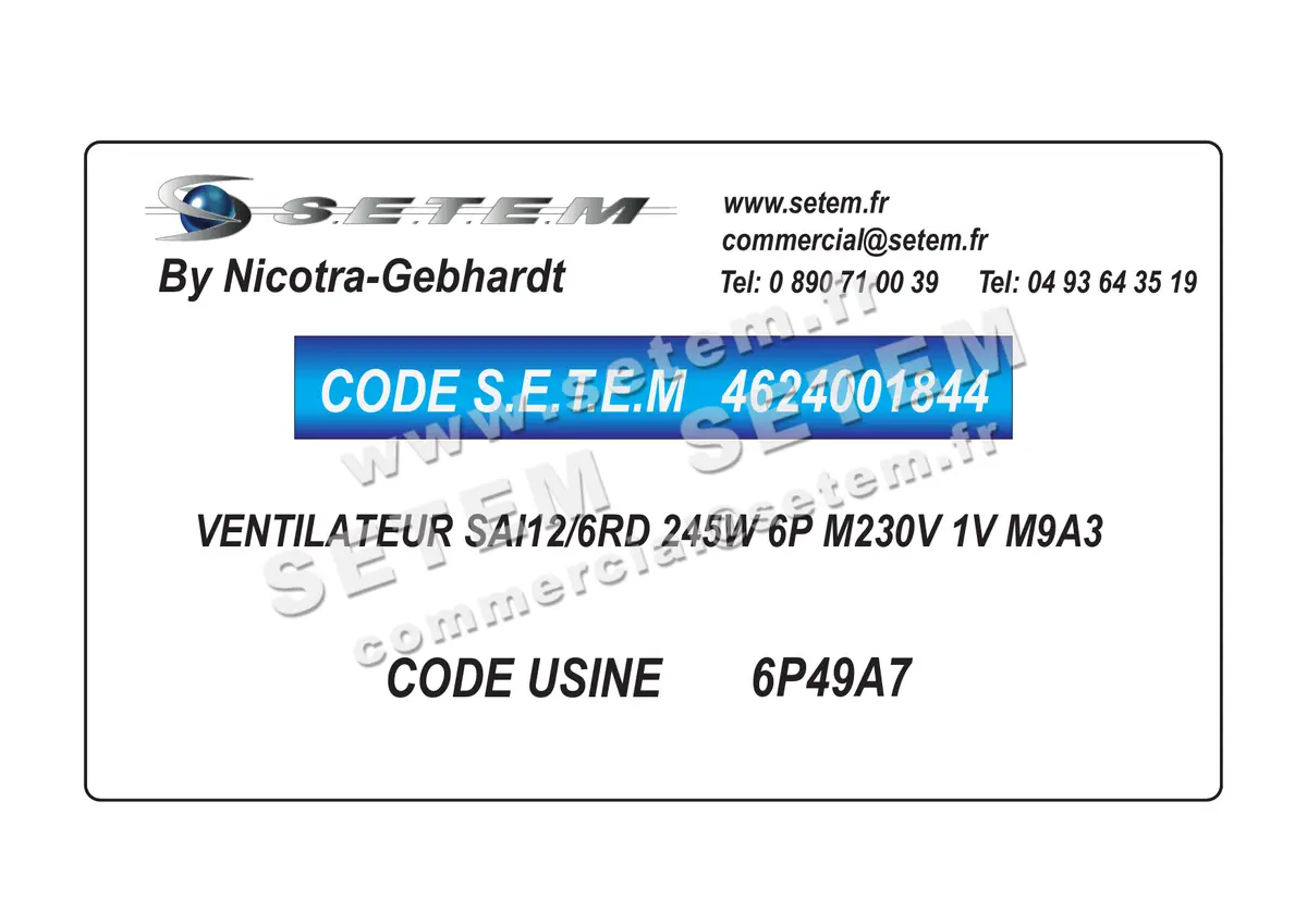 4624001844-VENTILATEUR NICOTRA GEBHARDT SAI12/6RD 245W 6P M230V 1V M9A3 *6P49A7*
