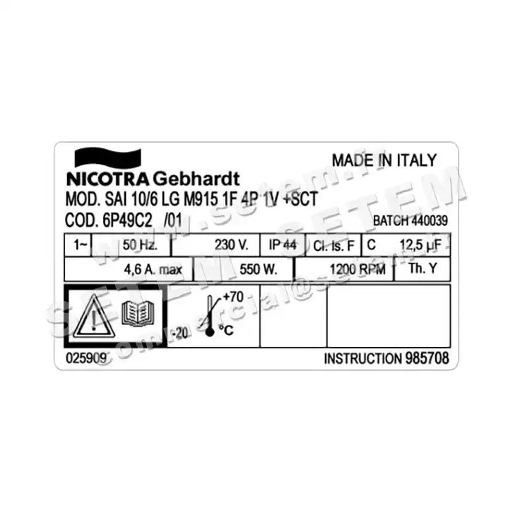 4624001845-VENTILATEUR NICOTRA GEBHARDT SAI10/6LG 550W 4P M230V 1V M915 +BB *6P49C2* 3