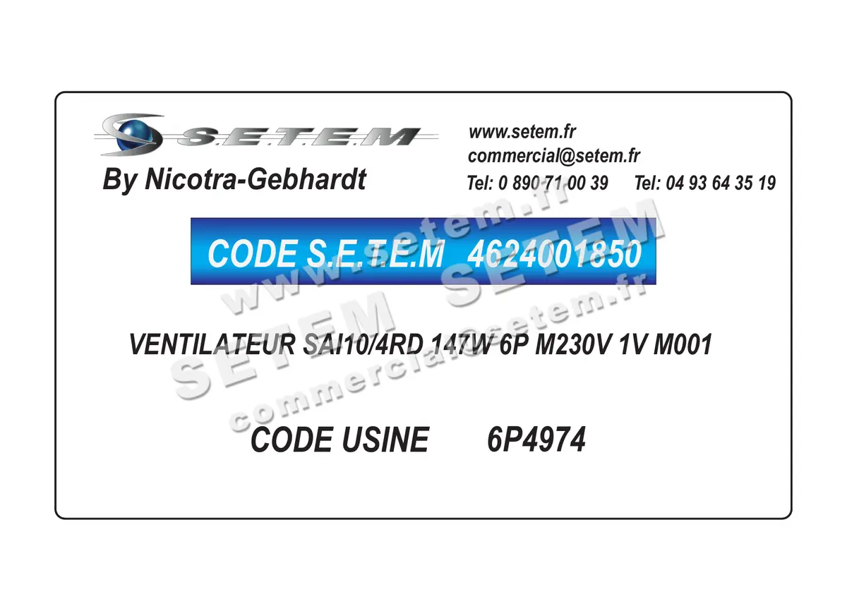 4624001850-VENTILATEUR NICOTRA GEBHARDT SAI10/4RD 147W 6P M230V 1V M001 *6P4974* 4