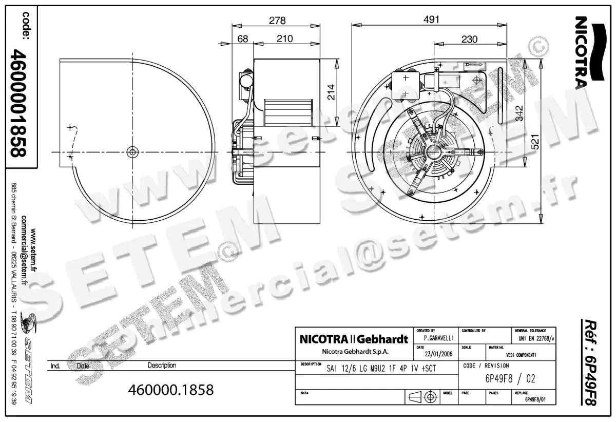 4624001858-VENTILATEUR NICOTRA GEBHARDT SAI12/6LG 550W 4P M230V 1V M9U2 +BB *6P49F8* 2