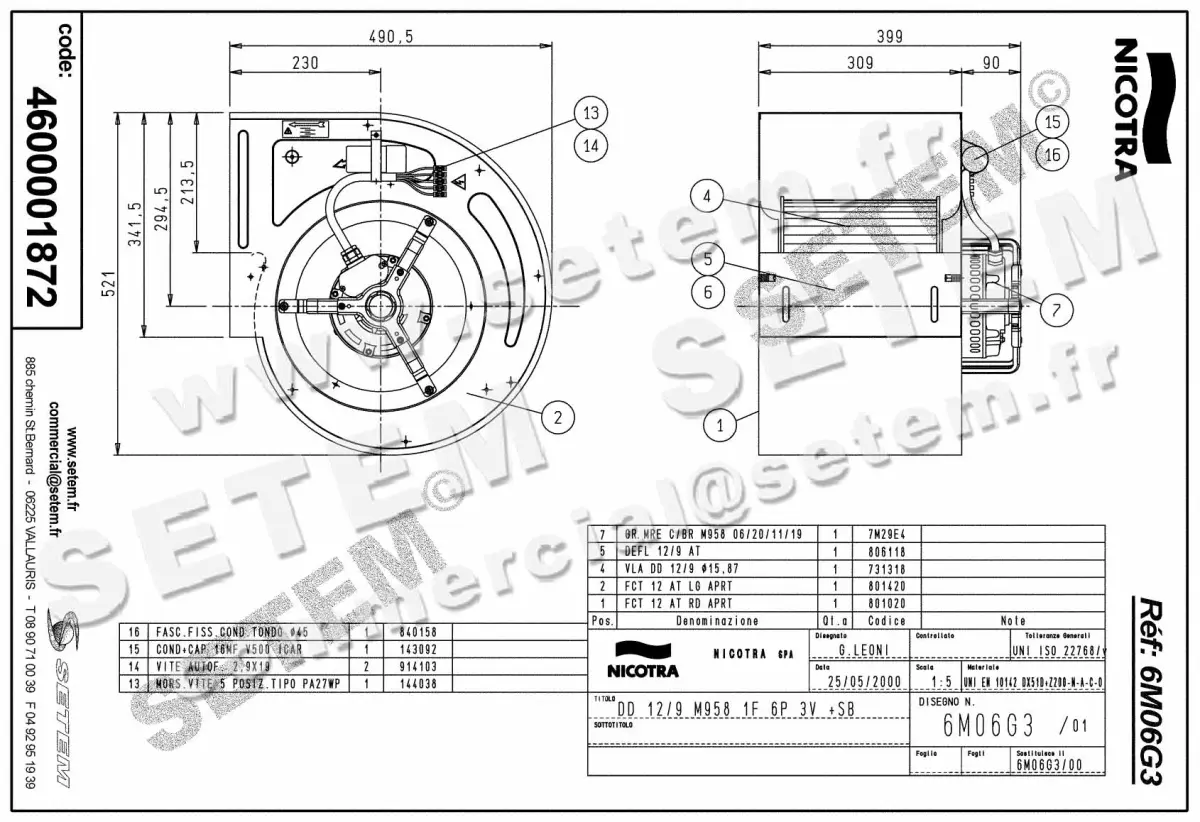 4624001872-VENTILATEUR NICOTRA GEBHARDT DD12/9 500W 6P M230V 3V M958 +PI *6M06G3* 2