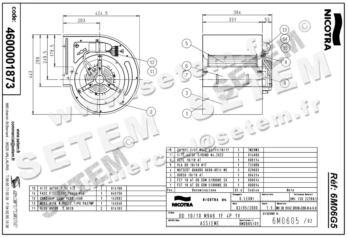 4624001873-VENTILATEUR NICOTRA GEBHARDT DD10/10 550W 4P M230V 1V M9A6 *6M06G5* 2