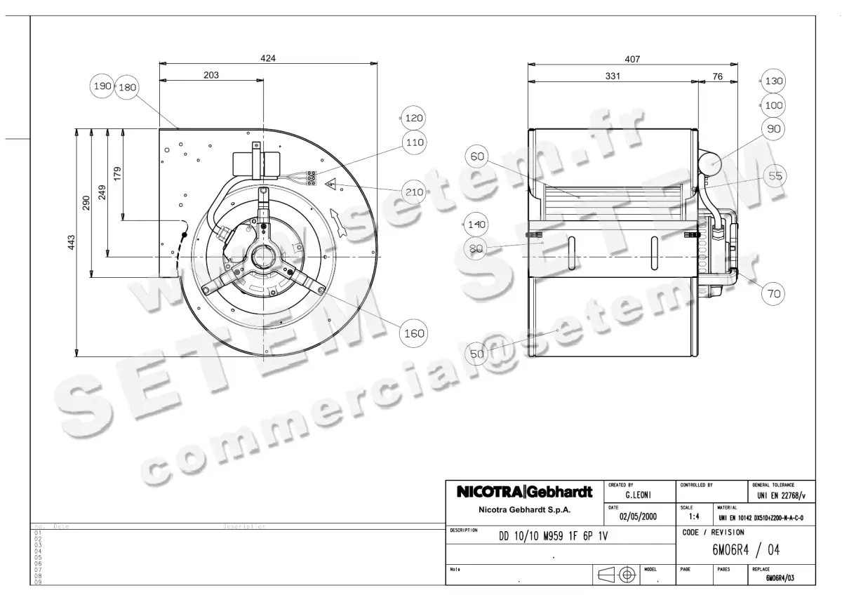 4624001892-VENTILATEUR NICOTRA GEBHARDT DD10/10 736W 6P M230V 1V M959 *6M06R4*