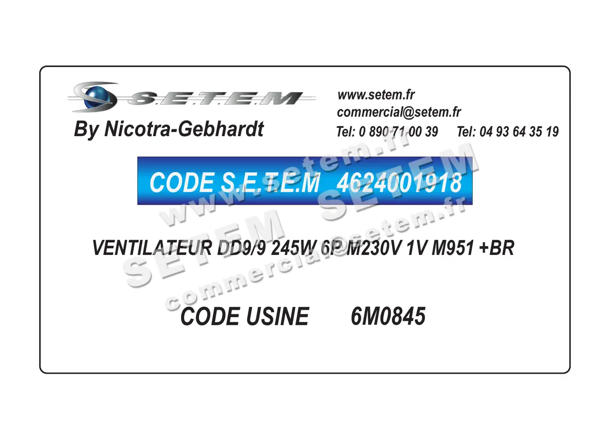 4624001918-VENTILATEUR NICOTRA GEBHARDT DD9/9 245W 6P M230V 1V M951 +BR *6M0845*