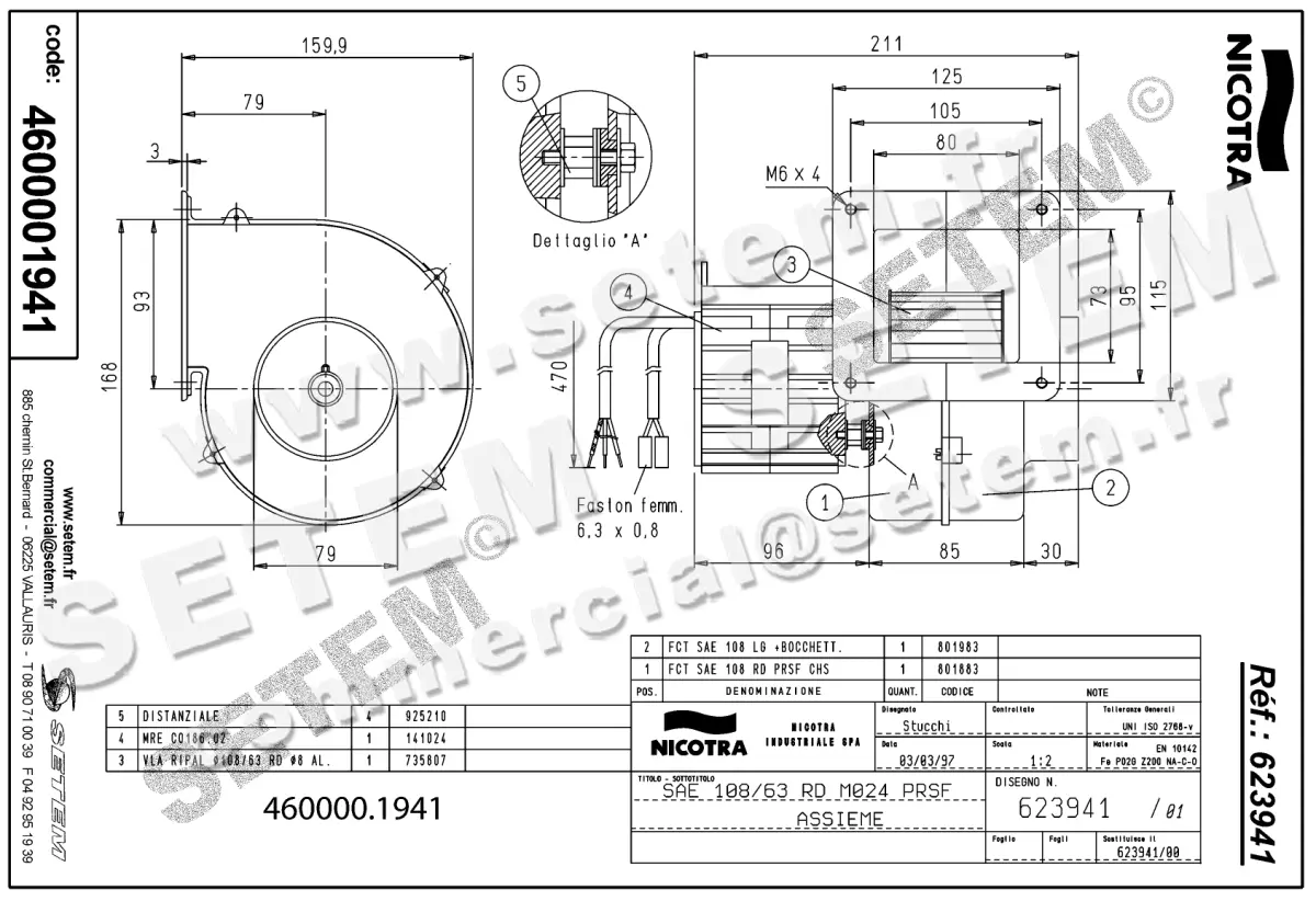 4624001941-VENTILATEUR NICOTRA GEBHARDT SAE108/63RD 20W 2P M230V 1V M024 *S54266*