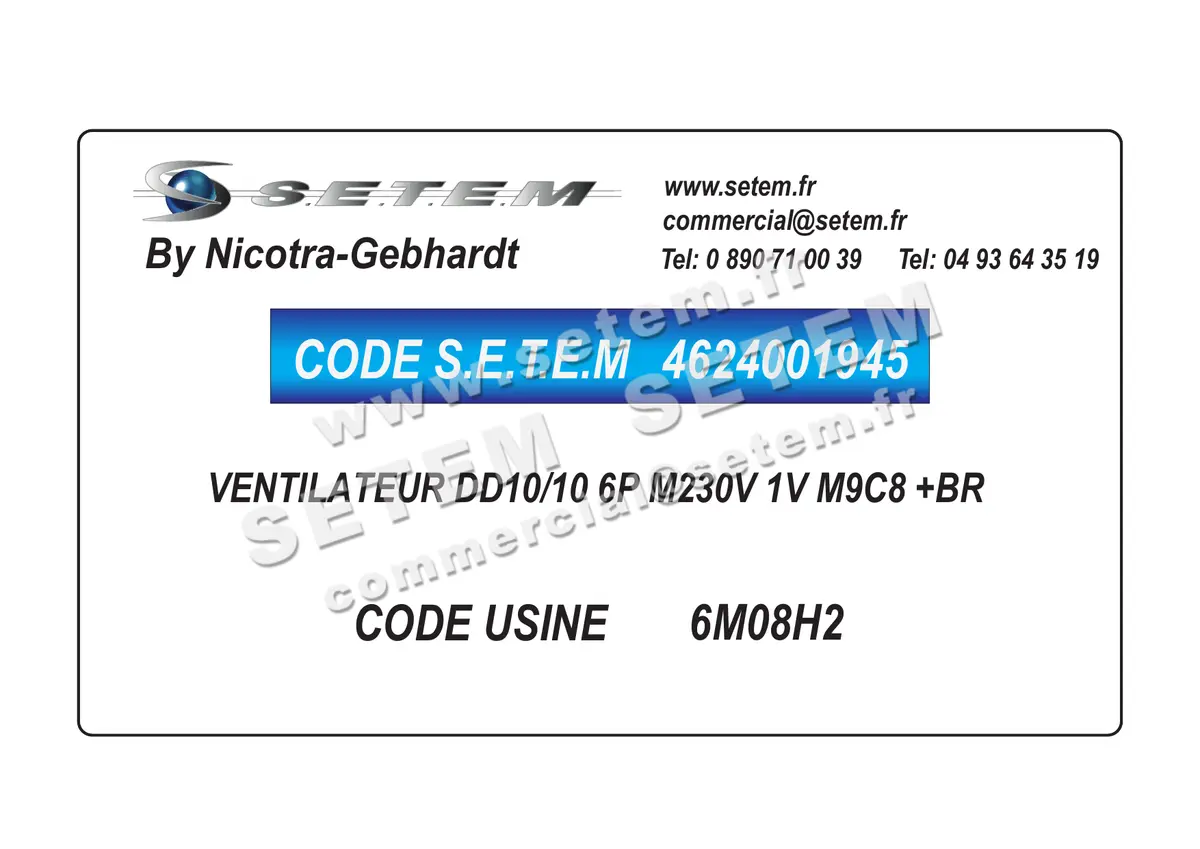 4624001945-VENTILATEUR NICOTRA GEBHARDT DD10/10 6P M230V 1V M9C8 +BR *6M08H2*