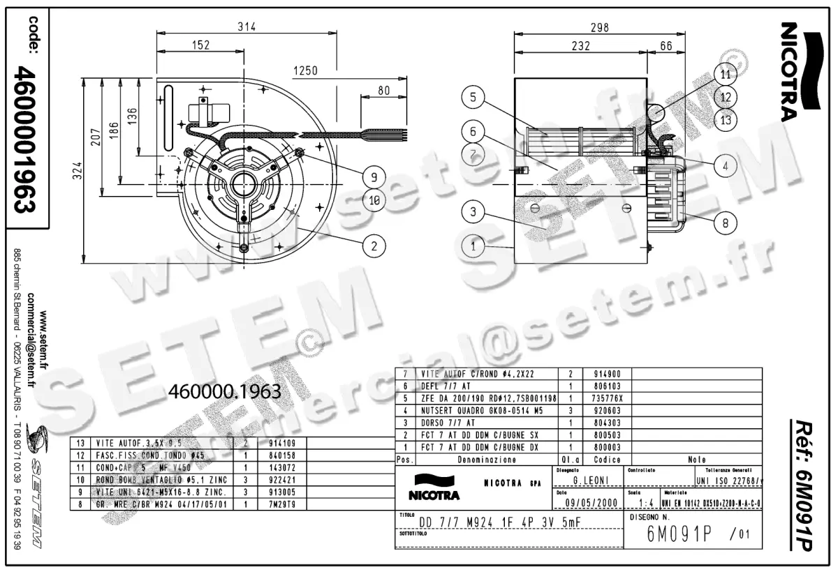 4624001963-VENTILATEUR NICOTRA GEBHARDT DD7/7 147W 4P M230V 3V M924 *6M091P* 2