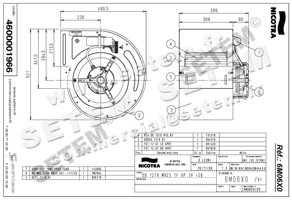 4624001966-VENTILATEUR NICOTRA GEBHARDT DD12/9 500W 6P M230V 3V M923 +PI *6M06X0*
