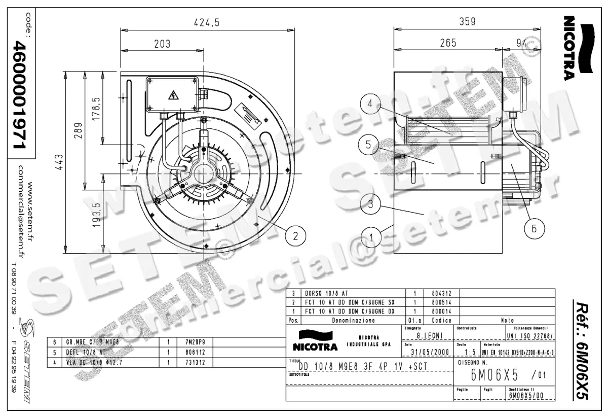 4624001971-VENTILATEUR NICOTRA GEBHARDT DD10/8 736W 4P T230/400V 1V M9E8 +BB *6M06X5*