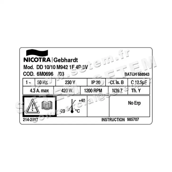 4624001995-VENTILATEUR NICOTRA GEBHARDT DD10/10 325W 6P M230V 3V 90463040 *6M0696* 3